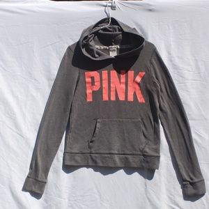 VS Pink | Grey and Pink Hoody Sweatshirt - S